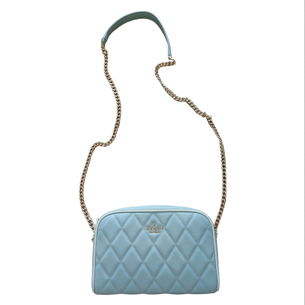 Kate Spade Teal Light Blue Quilted Leather Crossbody Bag